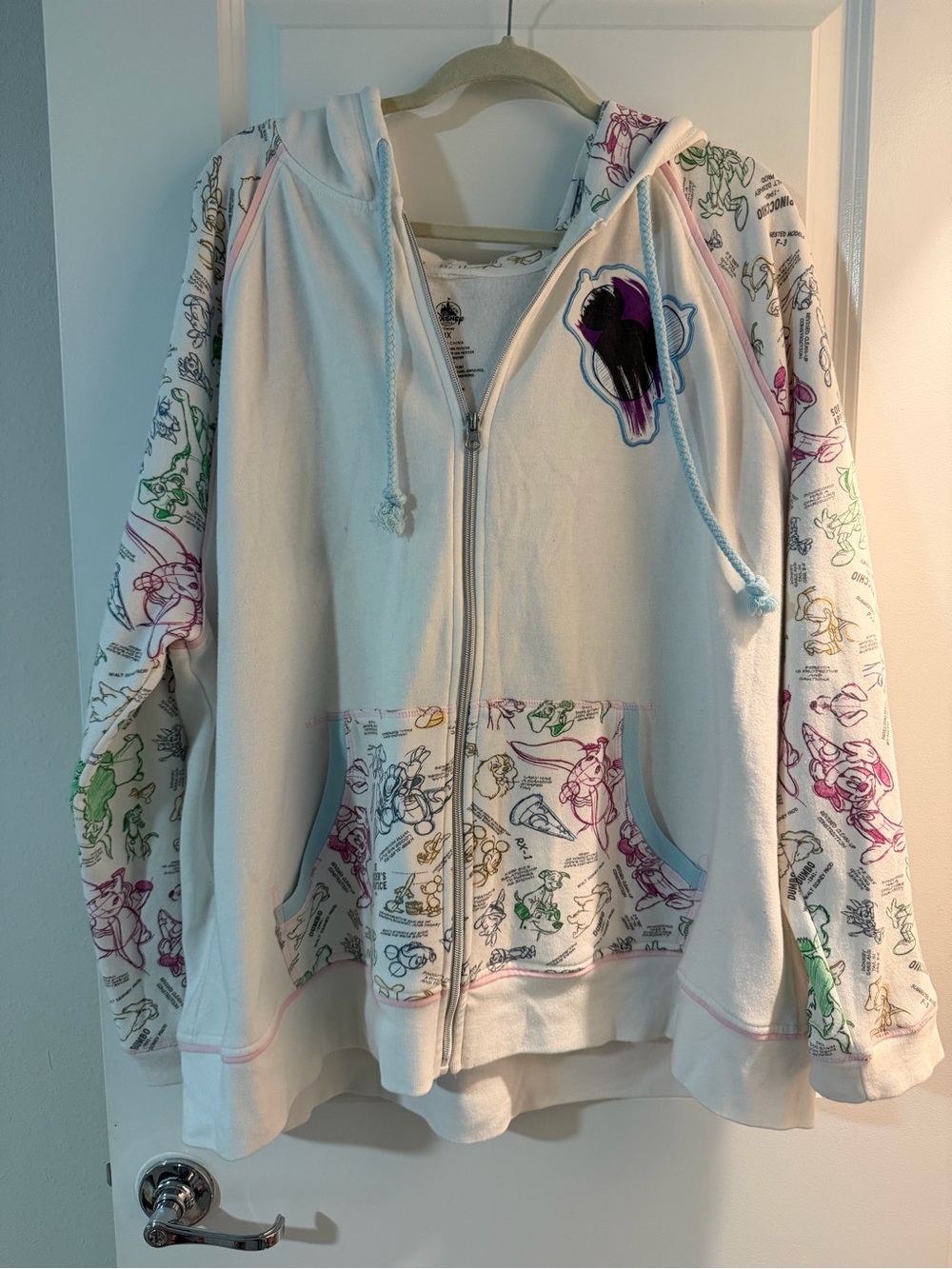 Disney Zip-Up Hoodie Jacket with Multicolor Print 3XL